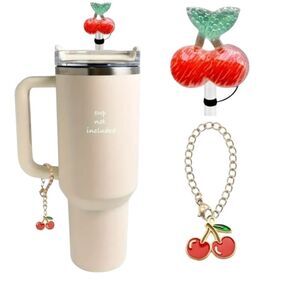 Cherry Tumbler Charm with Straw Topper